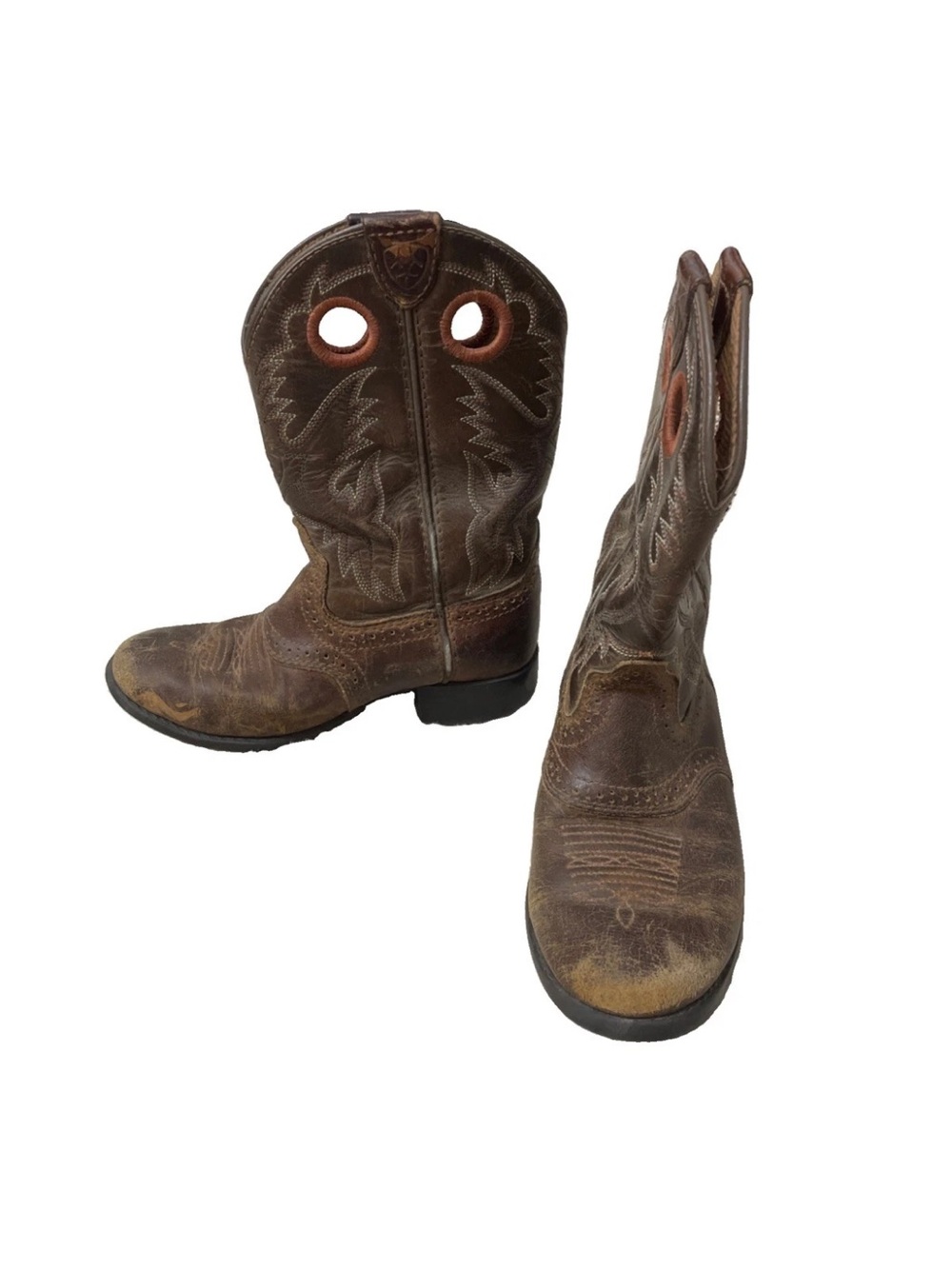 Ariat Heritage Roughstock Brown Leather Western Cowboy Boots Toddler Size 9